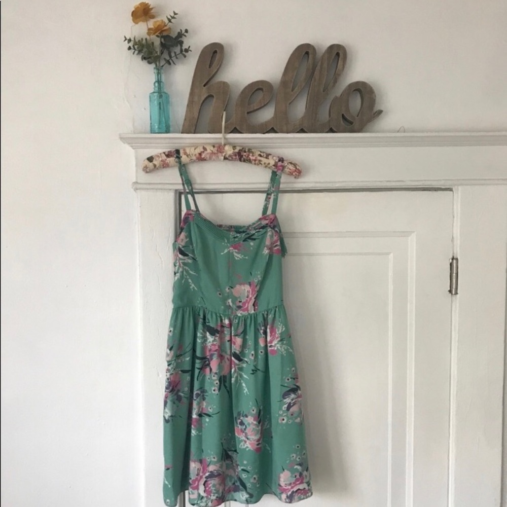 LC mint floral dress with belt